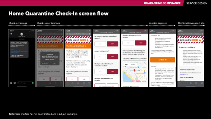 UIs for the quarantine check-in flow