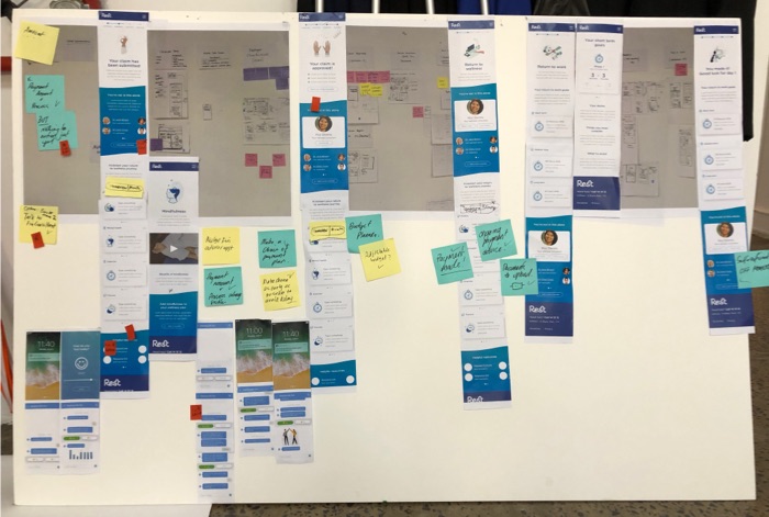 Developing sketches for each stage in the claimant journey